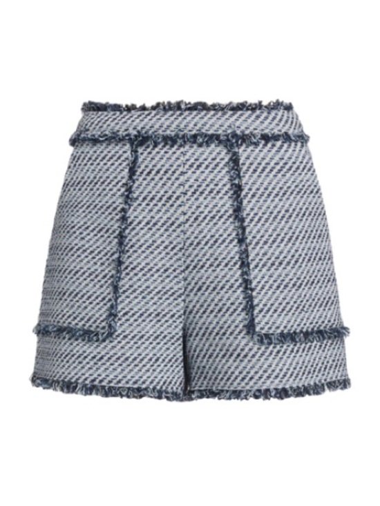 cinq a sept Pants - Fringed Hem Blue Tweed Women’s Shorts